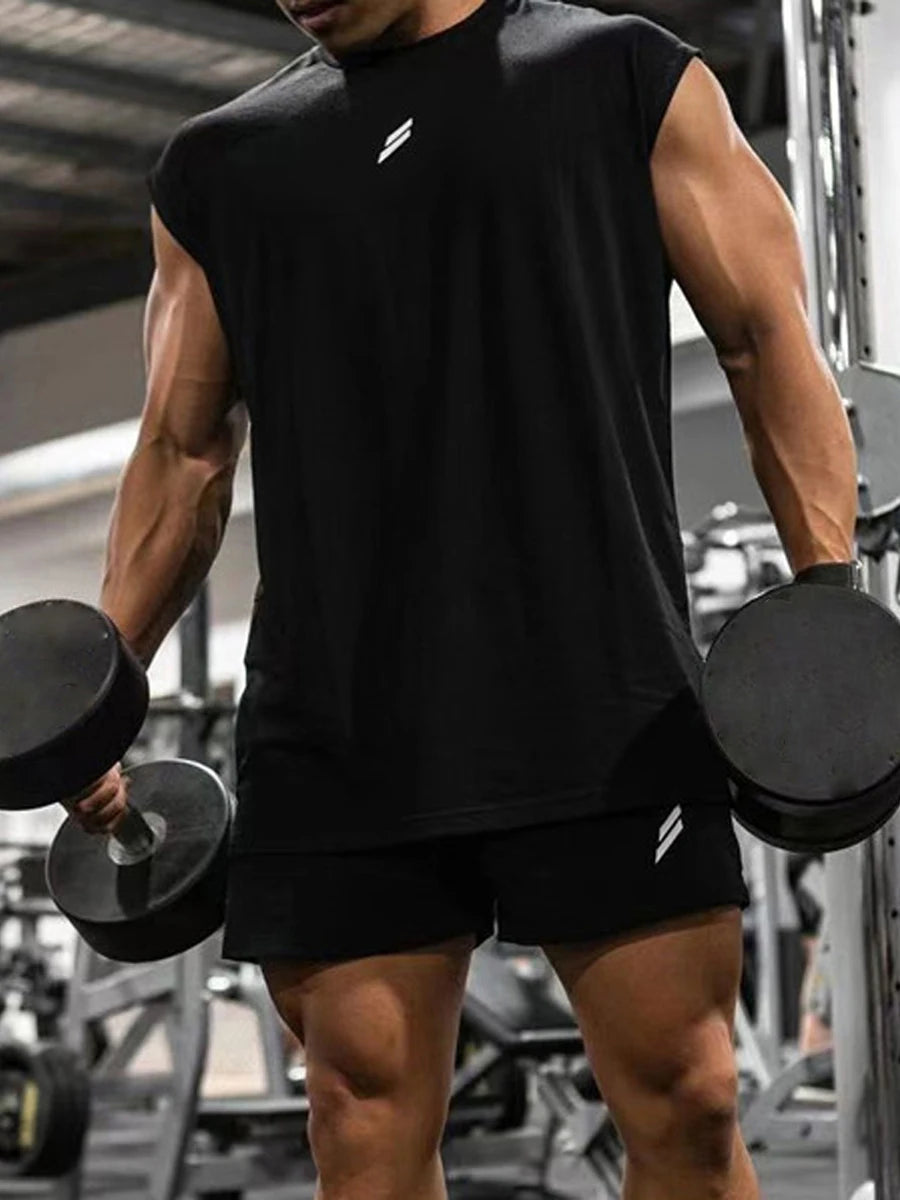Men's Loose Tank Tops Casual Printed Sleeveless Muscle T-Shirt Workout Training Fitness Sleeveless Gym Tops Streetwear