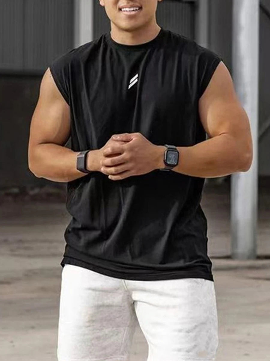 Men's Loose Tank Tops Casual Printed Sleeveless Muscle T-Shirt Workout Training Fitness Sleeveless Gym Tops Streetwear