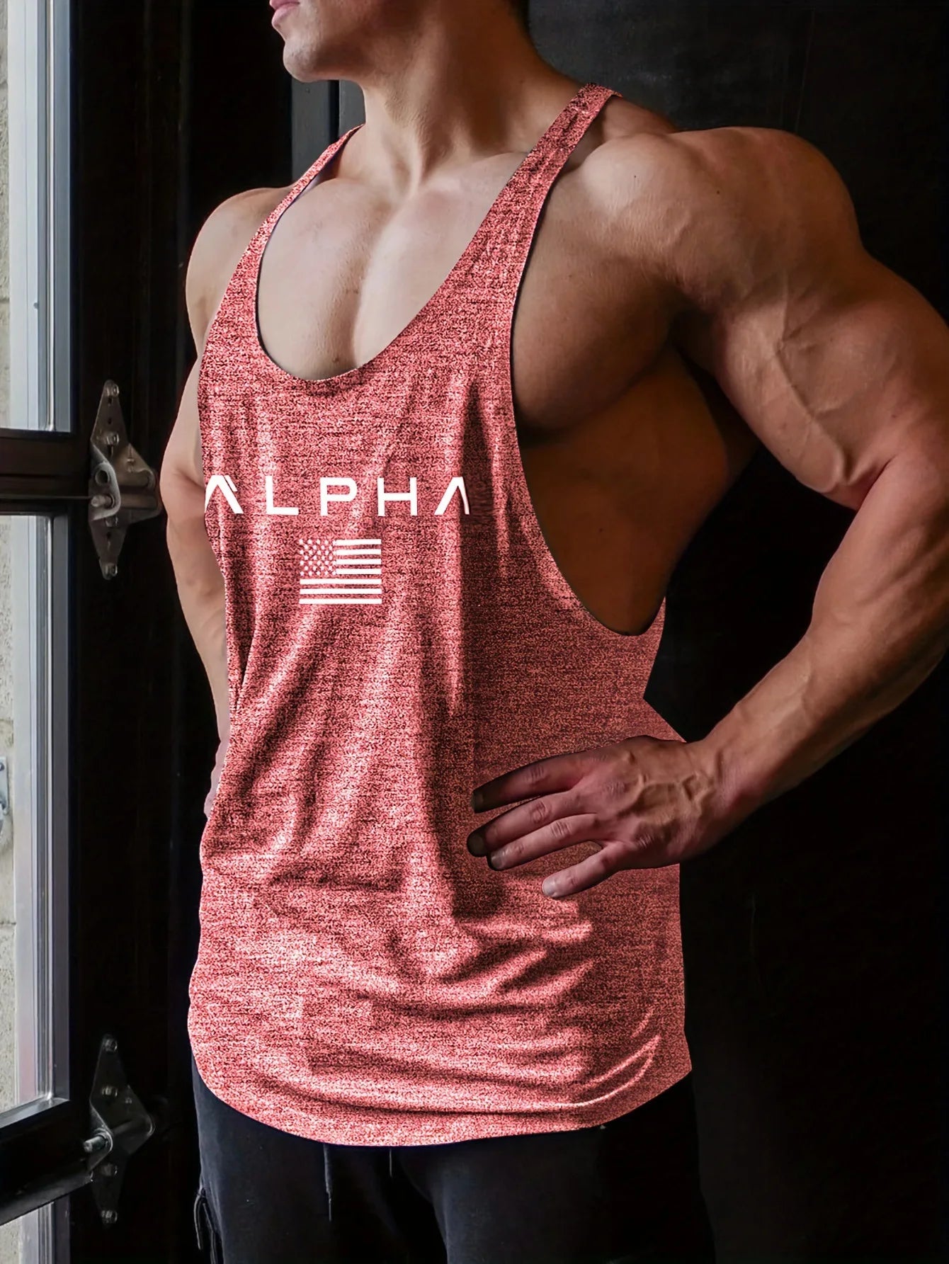 Cross-border European Size Alpha Men's Printed Round-neck Fitness Vest, Undershirt, Muscle Quick-drying Basketball Vest