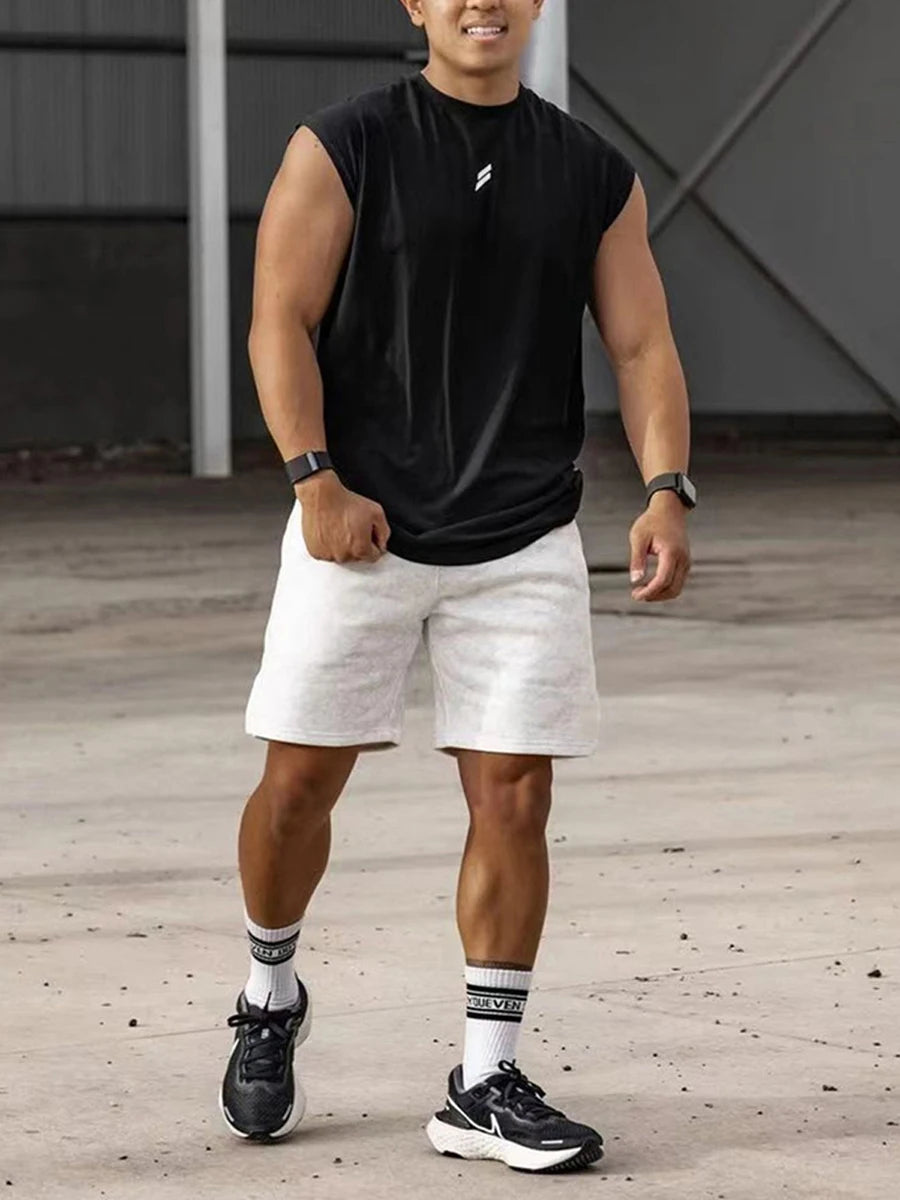 Men's Loose Tank Tops Casual Printed Sleeveless Muscle T-Shirt Workout Training Fitness Sleeveless Gym Tops Streetwear