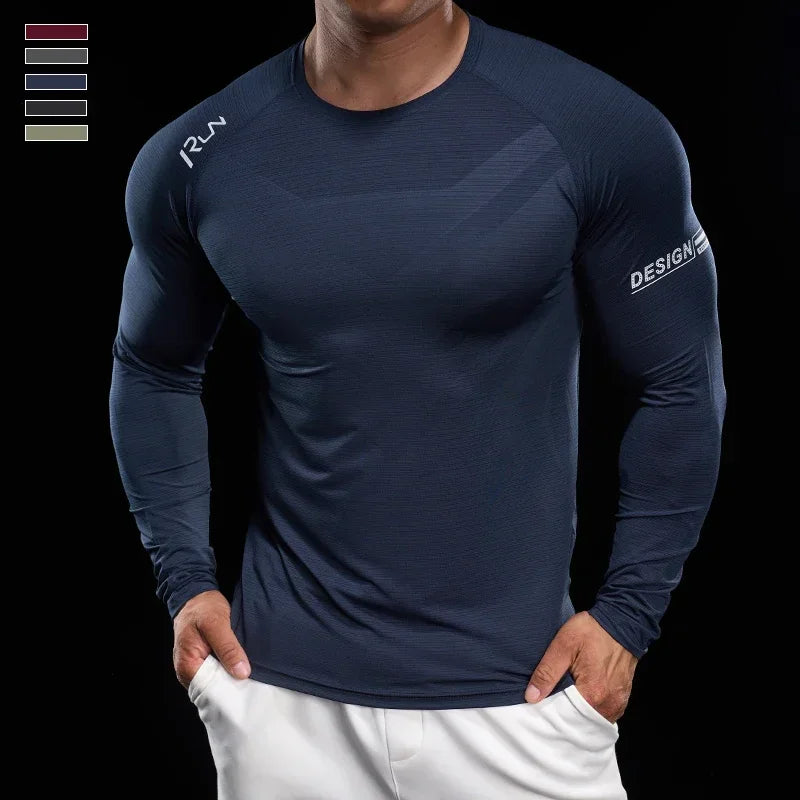 Men Running T-shirt Jogging Tracksuit Athletic Shirt Compression Long Sleeves Sport Tees Gym Fitnes Muscle  Shirt Men's clothing