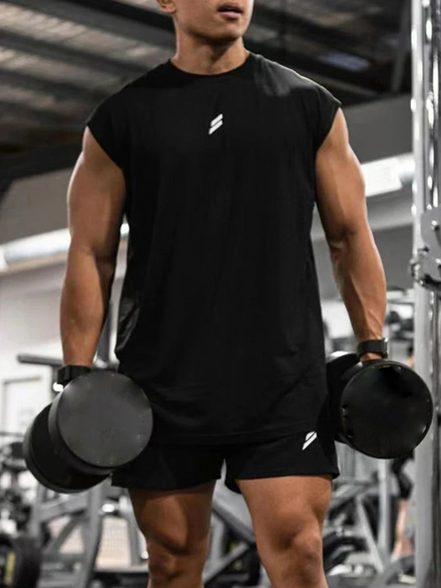 Men's Loose Tank Tops Casual Printed Sleeveless Muscle T-Shirt Workout Training Fitness Sleeveless Gym Tops Streetwear