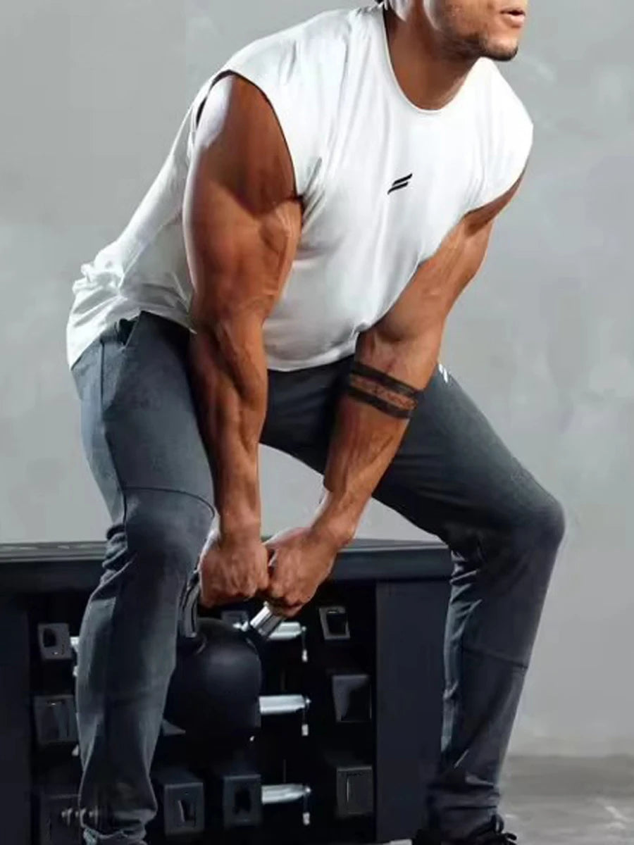 Men's Loose Tank Tops Casual Printed Sleeveless Muscle T-Shirt Workout Training Fitness Sleeveless Gym Tops Streetwear