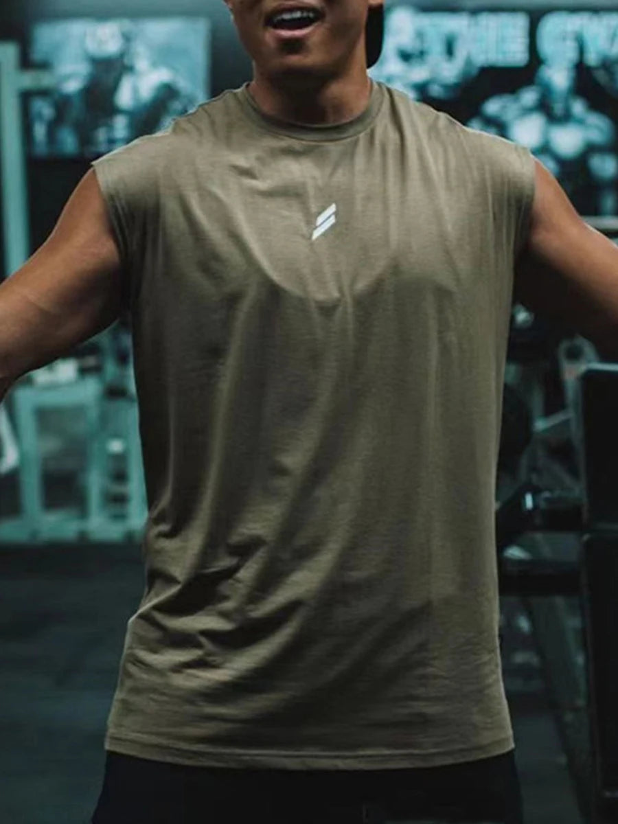 Men's Loose Tank Tops Casual Printed Sleeveless Muscle T-Shirt Workout Training Fitness Sleeveless Gym Tops Streetwear